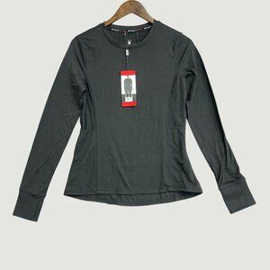 Spyder Active Women's M Black Long Sleeve Top Thumbhole Slits & Zipper Pocket M0